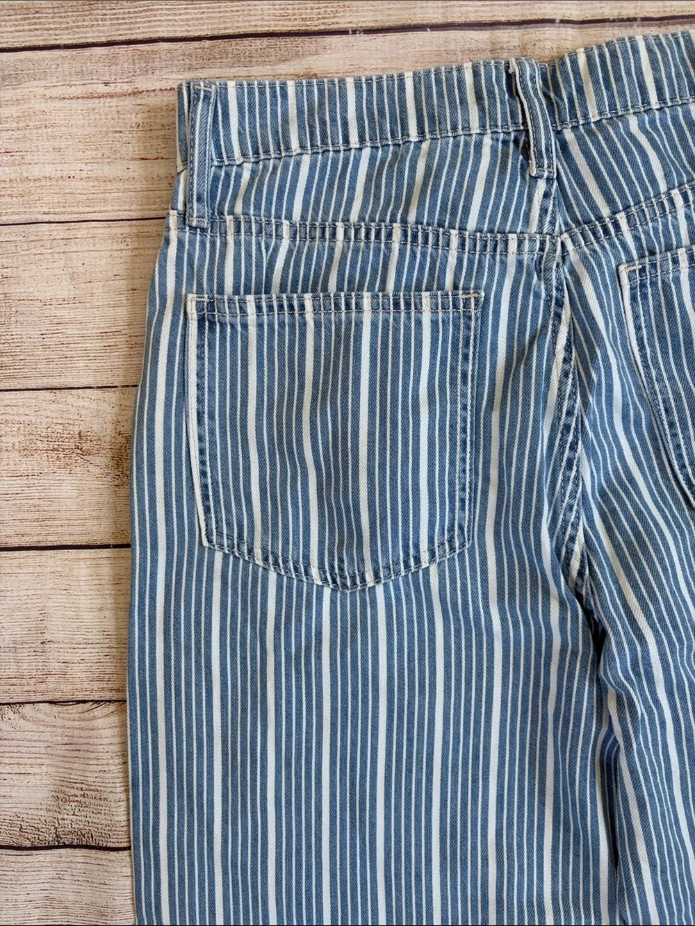 Gap Striped Wide-Leg Blue & White Denim Pants Size 4 Regular